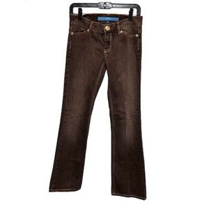 Escada Sport Size 34 Uk 4 Jeans Straight Leg Chocolate Brown Embellished 241603